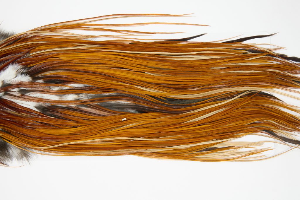 12147 Hebert Dry Fly Hackle Pro Grade Rooster Saddle Light Brown Ties Size 14-16