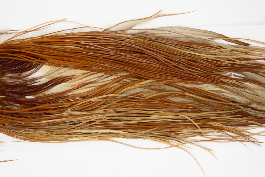 12152 Hebert Dry Fly Hackle Pro Grade Rooster Saddle Light Brown Ties Size 14-18