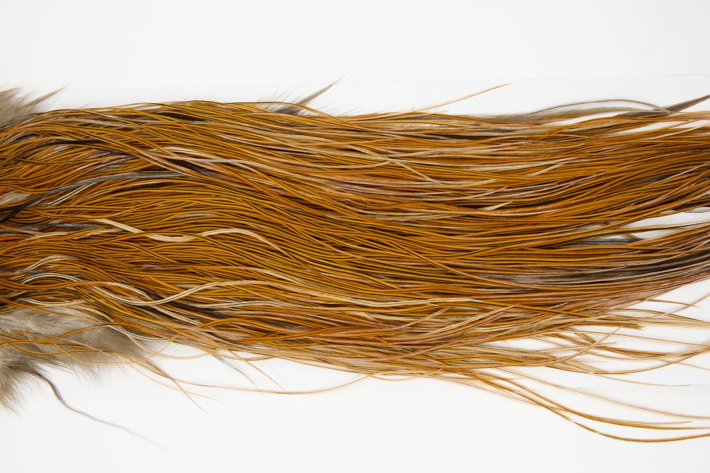 12153 Hebert Dry Fly Hackle Pro Grade Rooster Saddle Light Brown Ties Size 16-18