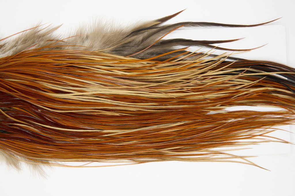 12154 Hebert Dry Fly Hackle Pro Grade Rooster Saddle Light Brown Ties Size 16-18