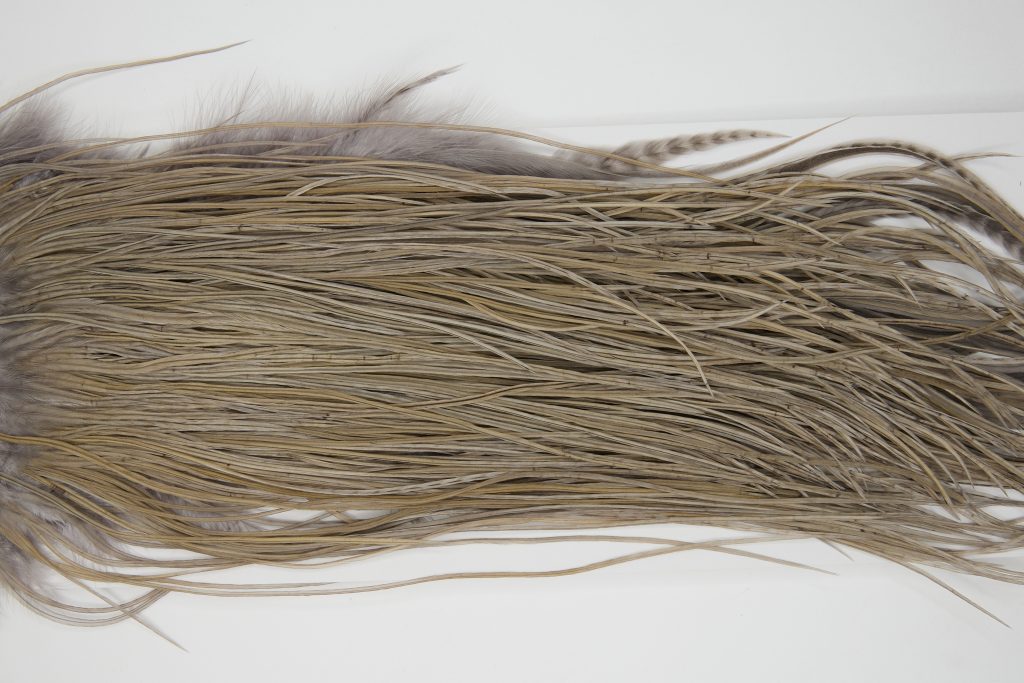 12164 Hebert Dry Fly Hackle Pro Grade Rooster Saddle Medium Grey Dun Ties Size 14-18