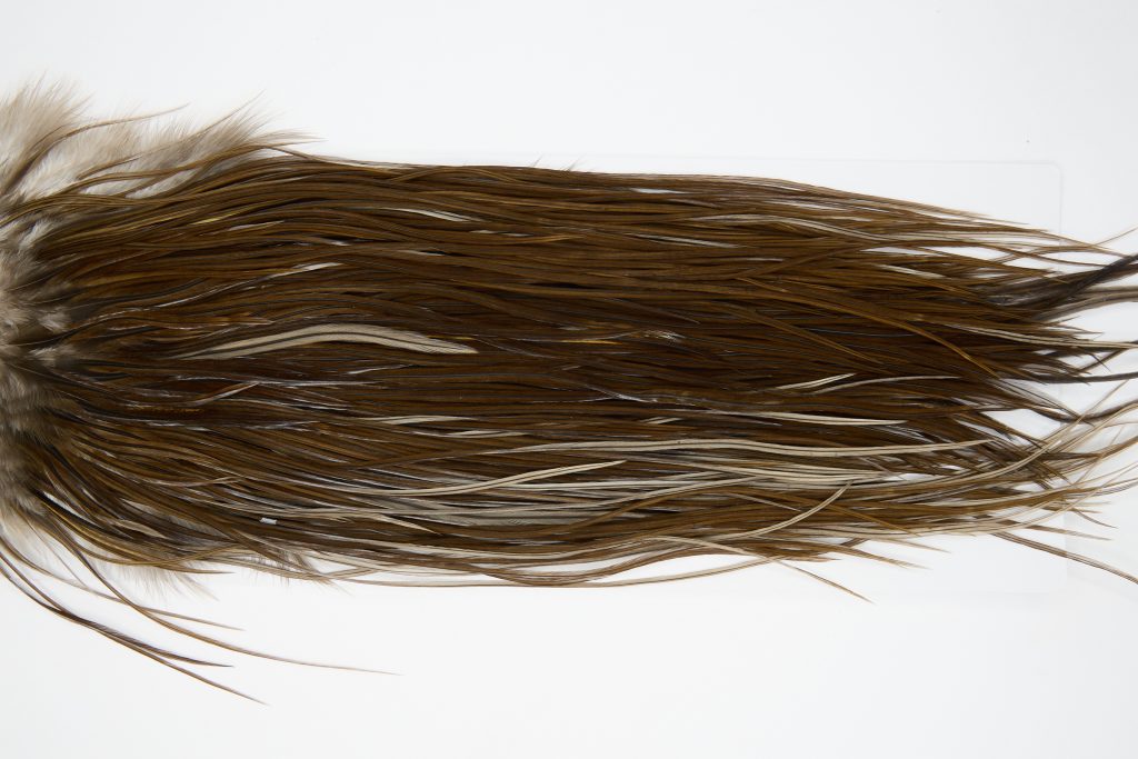 12186 Hebert Dry Fly Hackle Pro Grade Rooster Saddle Dark Brown Dun Ties Size 14-16