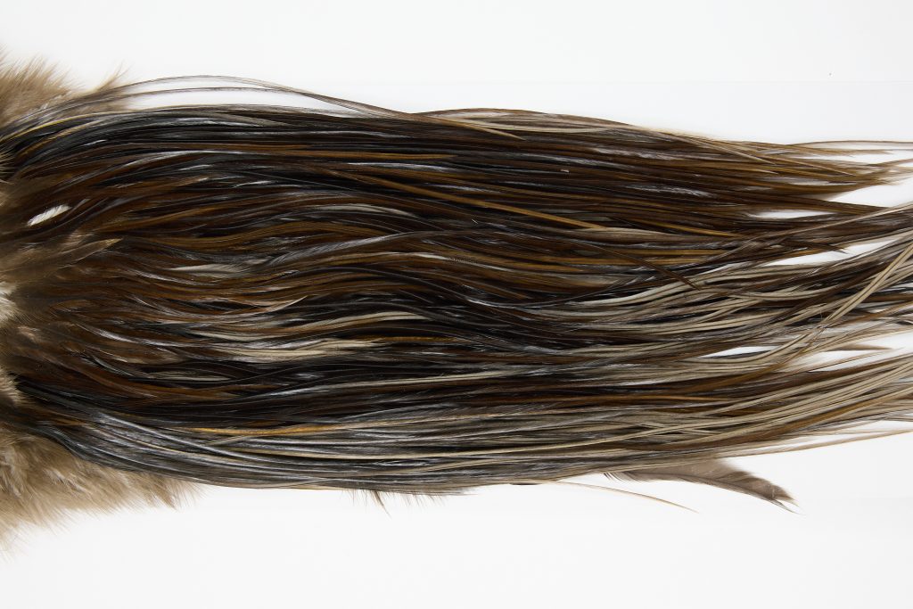 12191 Hebert Dry Fly Hackle Pro Grade Rooster Saddle Dark Brown Dun Ties Size 14-16