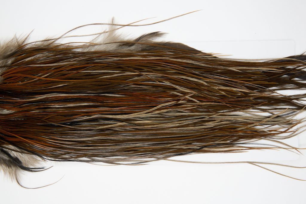 12197 Hebert Dry Fly Hackle Pro Grade Rooster Saddle Dark Brown Dun Ties Size 14-18