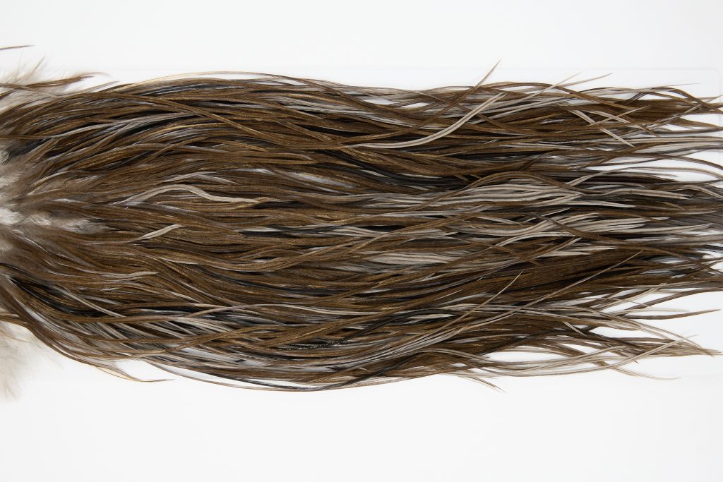 12199 Hebert Dry Fly Hackle Pro Grade Rooster Saddle Dark Brown Dun Ties Size 12-18