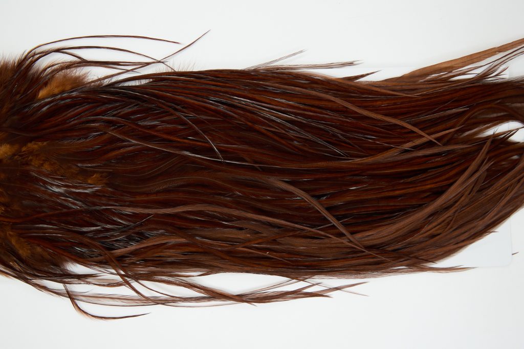 12203A Hebert Dry Fly Hackle Bronze Grade Rooster Saddle Coachman Brown Ties Size 10-14