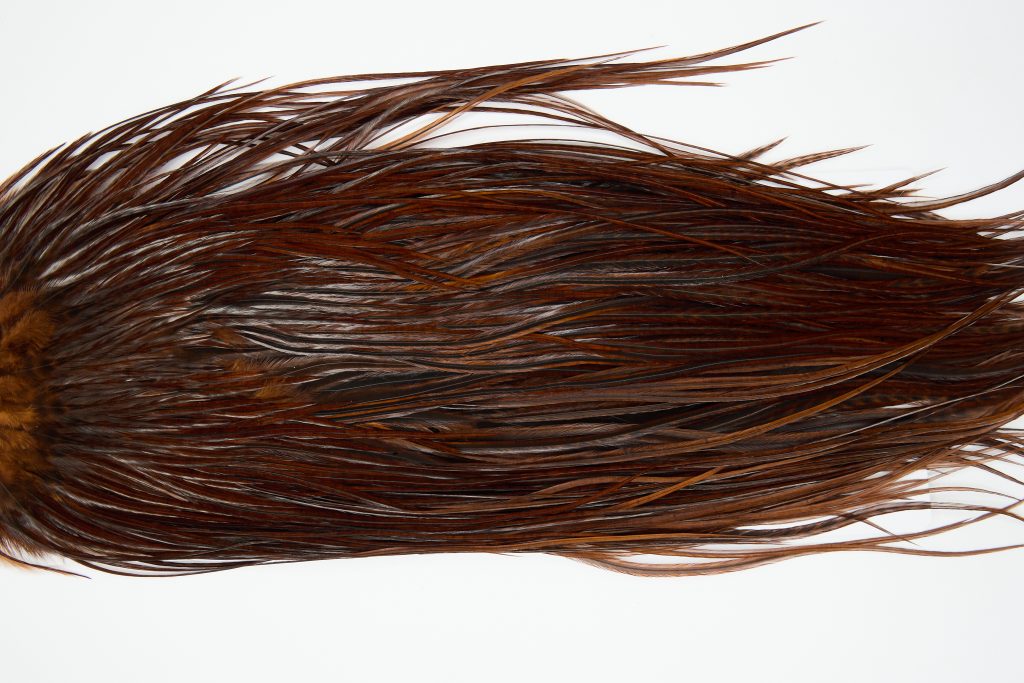 12206 Hebert Dry Fly Hackle Bronze Grade Rooster Saddle Coachman Brown Ties Size 12-16