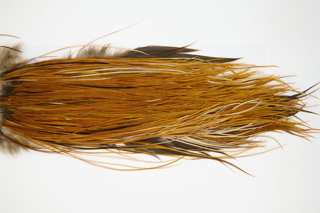 12223 Hebert Dry Fly Hackle Bronze Grade Rooster Saddle Light Brown Ties Size 14-16