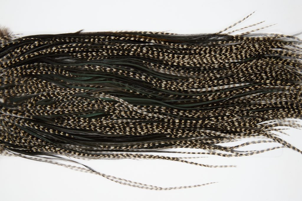 12226 Hebert Dry Fly Hackle Bronze Grade Rooster Saddle Grizzly Variant Ties Size 12-14