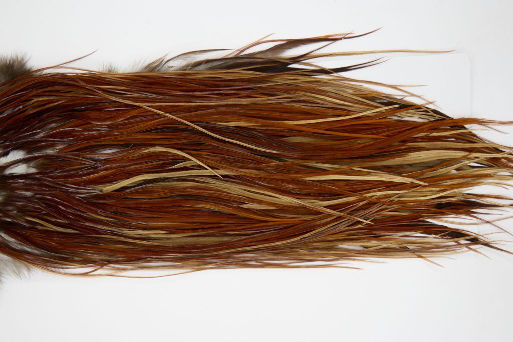 12238 Hebert Dry Fly Hackle Bronze Grade Rooster Saddle Medium Brown Ties Size 14-16