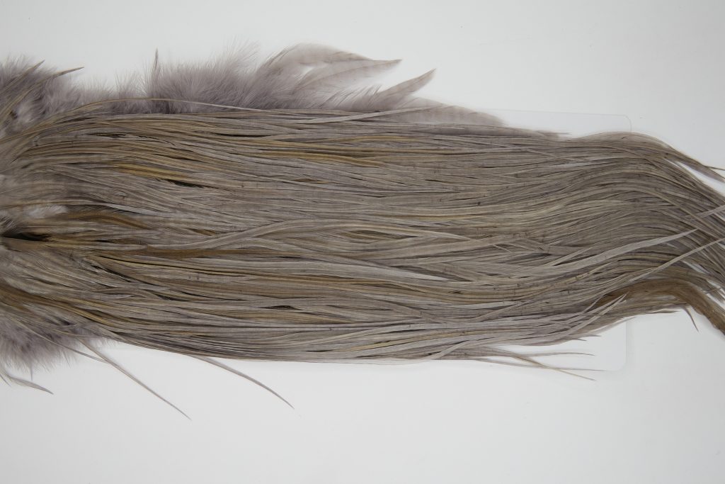 12246 Hebert Dry Fly Hackle Bronze Grade Rooster Saddle Medium Grey Dun Ties Size 10-16