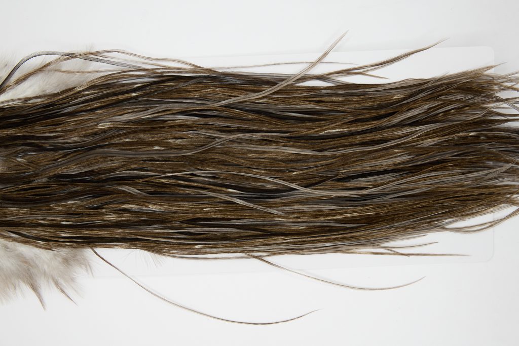 12256 Hebert Dry Fly Hackle Bronze Grade Rooster Saddle Dark Grey Dun Ties Size 12-18